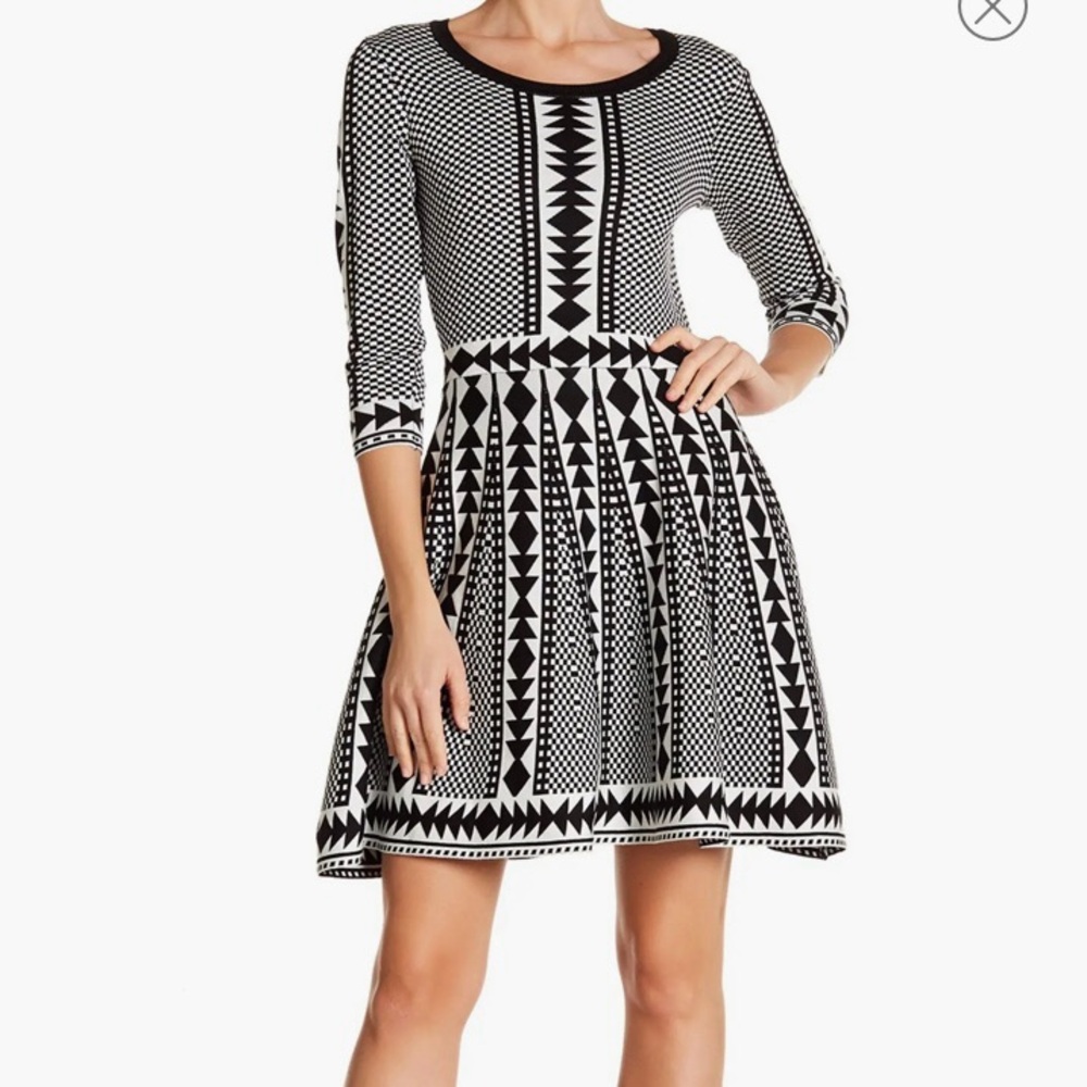 NEW with tags Black and White geometric Patterned sweater dress